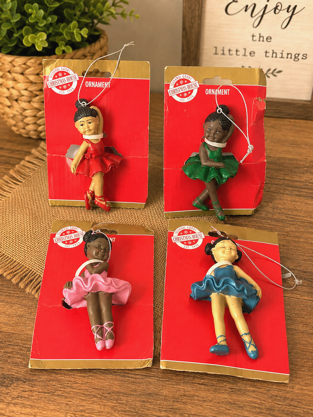 Vintage 1996 Christmas House Ballerina Ornaments Lot of 4 Seasonal Goods